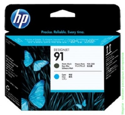 Печатающая головка-картридж HP C9460A / № 91 для DesignJet Z6100 , черный-матовый / голубой