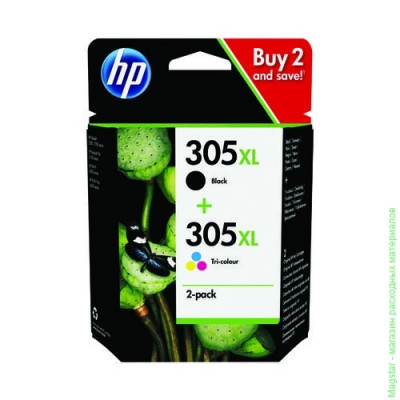 Картридж HP 305XL / 6ZA94AE для DeskJet 2710, увеличенной ёмкости, набор черный 240 страниц и цветной 200 страниц