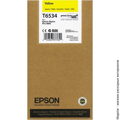 Картридж Epson T6534 / C13T653400 для Stylus Pro 4900, желтый