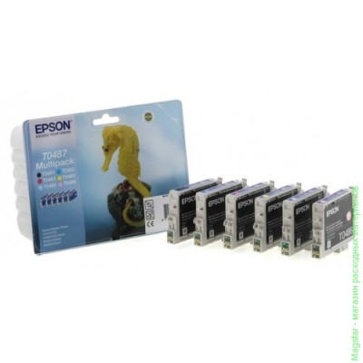 Набор картриджей Epson C13T04874010 / T0487 для Photo R220 / R320 / R340 / RX620 / R200 / R300 / RX500 / RX600, 6 цветов