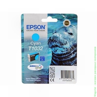 Картридж Epson C13T10324A10 / T1032 для Stylus T30 / T40 / T1100 / TX600 / T40W / TX600FW голубой повышенной емкости